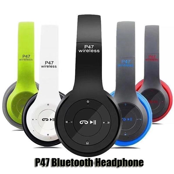 

P47 wirele bluetooth headphone noi e reduction gaming head et tereo mu ic upport tf card foldable neckband earphone with package dhl