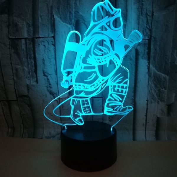 

new pattern fireman 3d small night-light usb colorful touch remote control 3d led gift atmosphere small desk lamp