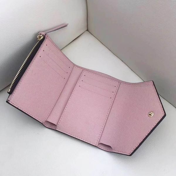 

wholesale original box real leather multicolor date code short wallet card holder women man classic zipper pocket victorine, Red;black