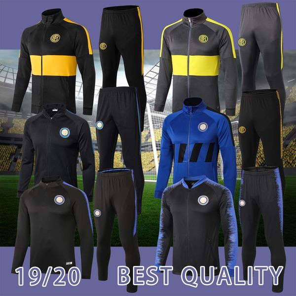

inter milan inter soccer jacket tracksuit kits icardi nainggolan lautaro perisic nainggolan 18/19/20 inter hoodie jacket training set, Black