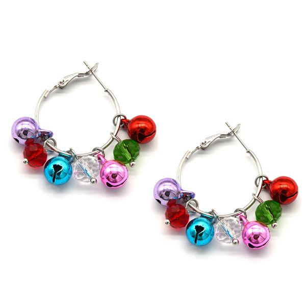 

mixed color jingle bells hoop earring 2019 new christmas women girls earrings fashion jewelry new year gifts, Golden;silver