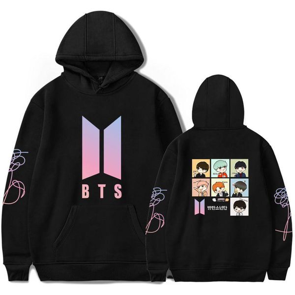 

bts moletom feminino hoodies sweatshirts k-pop coatsnew album dna hoodie sweatshirt kpop tracksuit clothes, Black