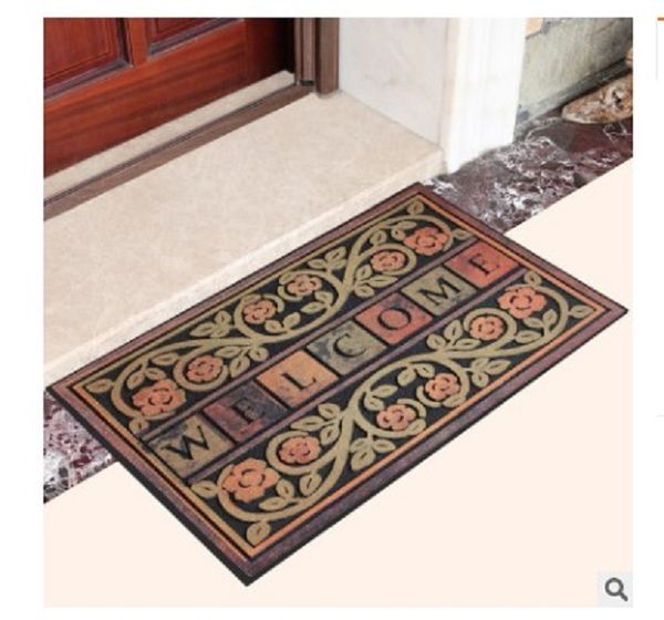 

2020 latest type of doormat natural rubber surface flocking anti slip floor mat 45*75cm 13