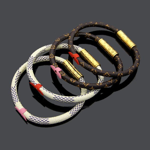 

Модный Бренд Браслеты Леди Круглый Принт Цветок / Плед V Письмо Дизайн Кожаный Бра