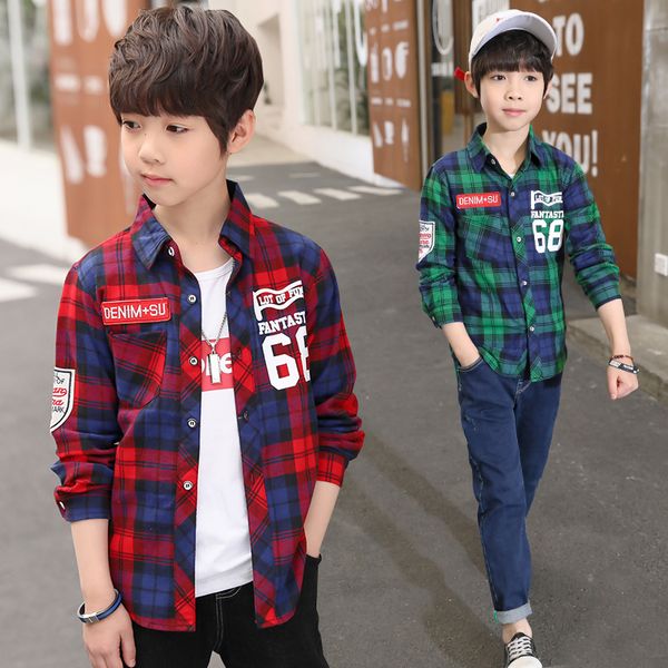 

2018 новый длинные рукава подросток мальчики одежда белая школа свадебные мальчики рубашки отложным воротником мальчик клетчатую рубашку дет, White;black