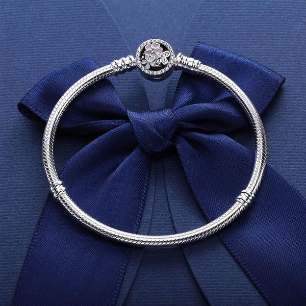 

authentic 925 sterling silver poetic blooms enamels clear cz bracelet fits european pandora style jewelry charms beads bracelets, Golden;silver