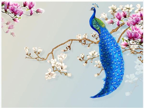 

beautiful scenery wallpapers new chinese style hand-painted flowers and birds magnolia wallpapers background wall