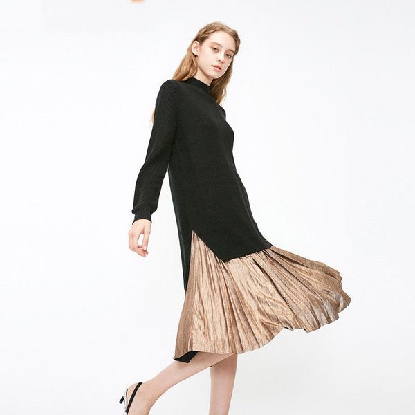 

dress round neck long sleeve knit women's sweater s two-piece suit slim, White