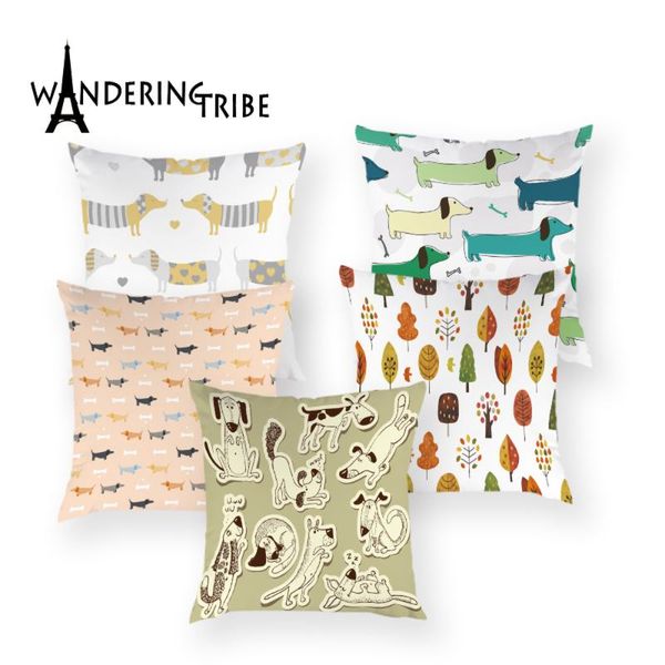 

boston terrier cushion cover cartoon dog decoration cushions covers dachshund dog linen pillowcase animal home sofa pillows case