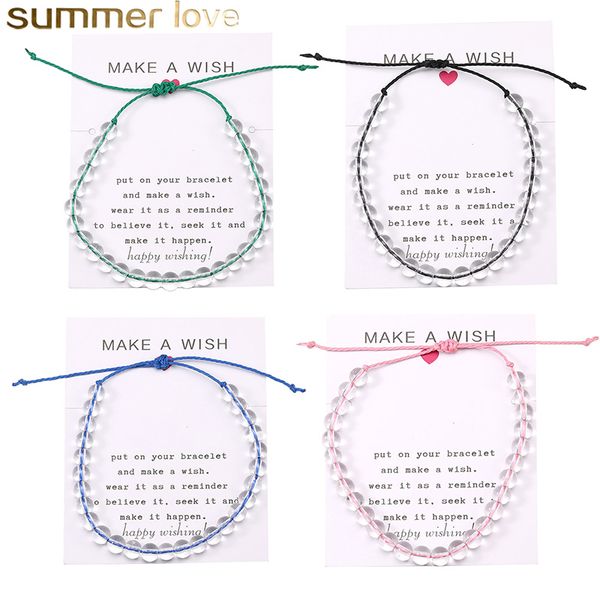 

4 океана природный камень прозрачный бисер браслет из бисера женщины веревочные friendship браслет boho пляж jewelry handmade желаемое подар, Black