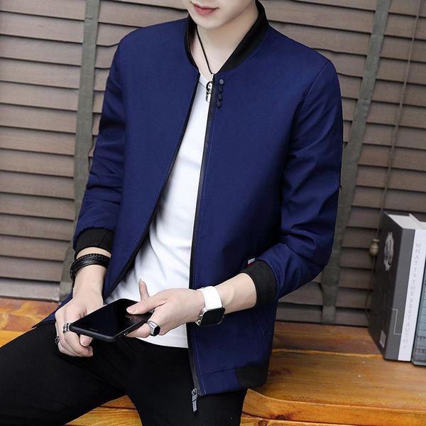 

new men jacket casual loose solid thin 2019 autumn men's sportswear bomber jacket baseball zipper slim fit male casual coat, Black;brown