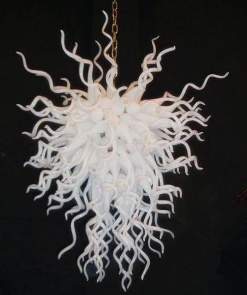 

new arrival white glass led hanging chain chandeliers art decoration style hand blown glass luxury chandelier for home