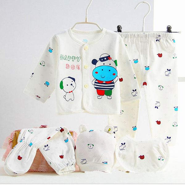 

младенец младенца 0-3m новорожденных одежда для новорожденных мальчик девочка хлопка костюм нижнее белье 5 шт мультфильм одежды set о, White