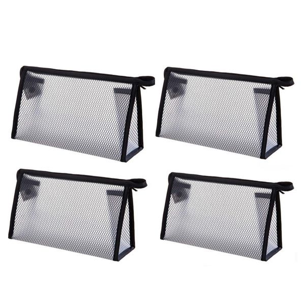 

4 piece cosmetics see through make up bag/organizer, zipper translucent makeup bag,waterproof travel toiletry bag/wash bag(4 pac