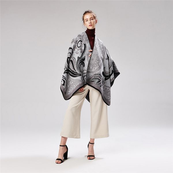 

new women' cashew flower fashion shawl walk show concert traveling cape camping capes gift scarf for ladies poncho shawl fall, White