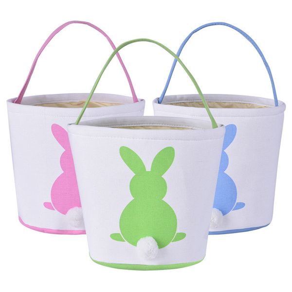 Partido Páscoa Bucket Bucket Personalizado Coelho Sacos de Lona Saco De Lona Saco Festival Cesta Com Rabbits Cauda 08