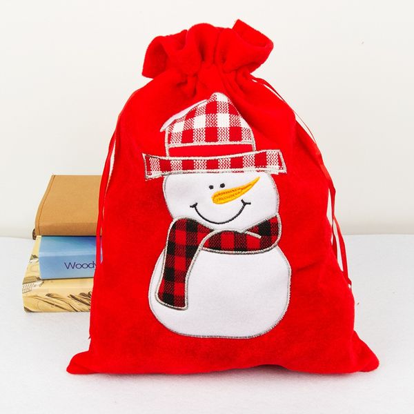 

new drawstring closure holiday treat bag cartoon embroidered christmas gift bag santa claus/snowman/elk