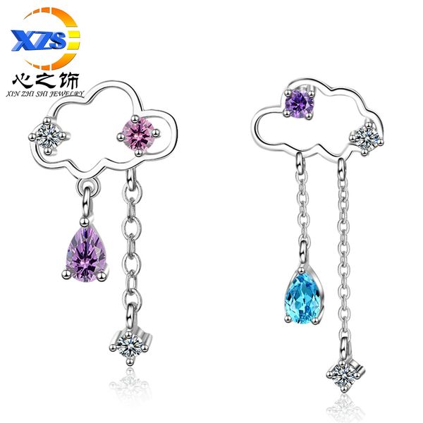 

cloud earrings korean temperament asymmetric tassel drop earrings net red girl heart earrings, Golden