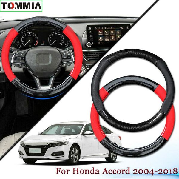 

anti-slip carbon fiber leather car steering wheel cover for honda accord 2004-18