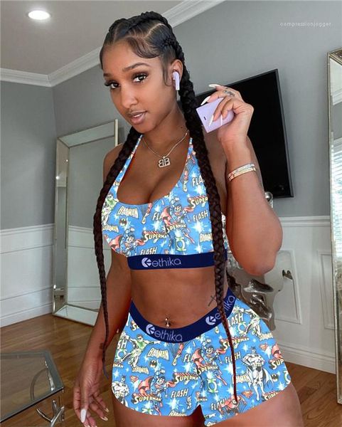 

suits females fashion swimwears womens 3d print 2pcs tracksuits sport summer designer breathable vest with short, Gray