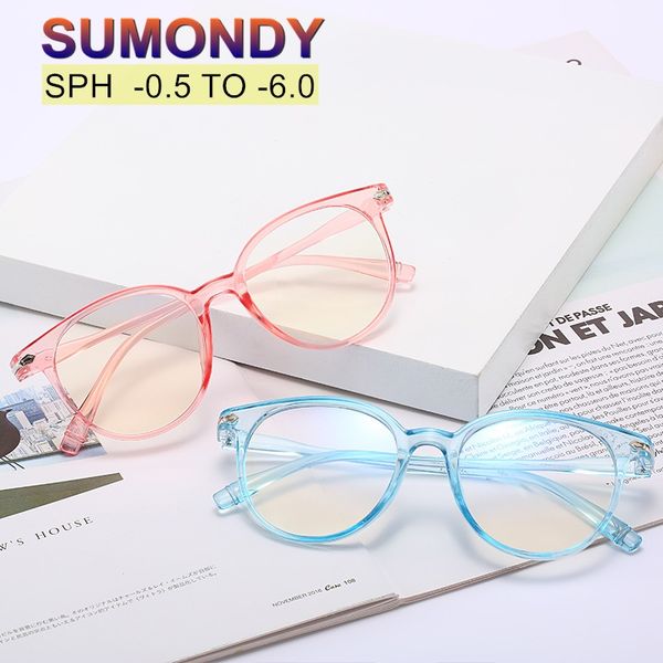

sumondy myopia glasses dioptre -0.5 to -6.0 men women fashion transparent frame prescription spectacles for neartsighted uf65, Black