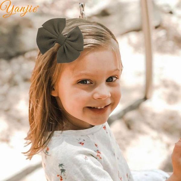 

10pcs/lot 2020 hair bows barrette 5'' four petals bows waffle solid fabric hair clips for women diy girls accessories mujer, Slivery;white