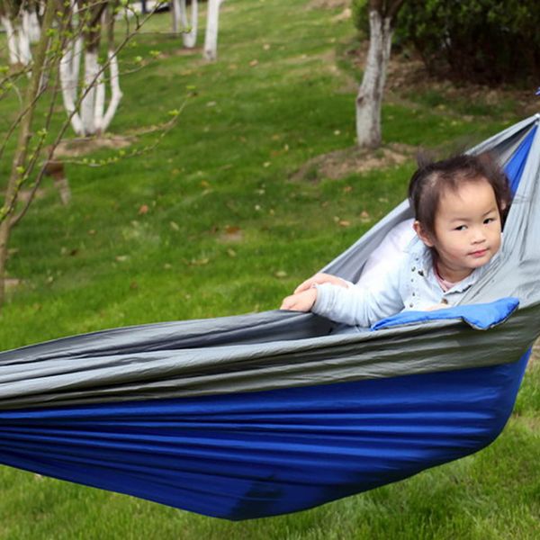 

portable outdoor double hammock parachute cloth double garden hanging chair sleeping travel swing for outdoor picnic activity