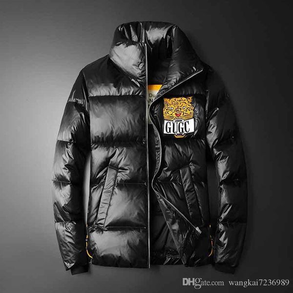 

2019 new men's down jacket men's tiger head embroidery outdoor warm down jacket winter fashion jacket z7, Black;brown