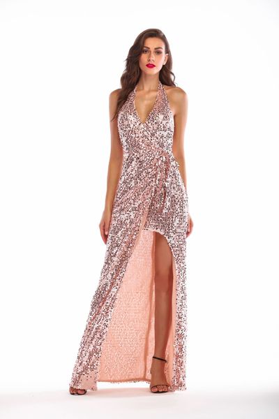 

sequined dress with blockbuster rose gold necklace, Black