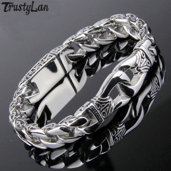 

stainless steel chain link men bracelet for dropshipping, Black
