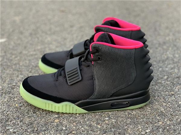 

authentic kanye west air 2 ii nrg wolf grey pure platinum black basketball shoes men 508214-006 508214-010 sneakers glow in the dark