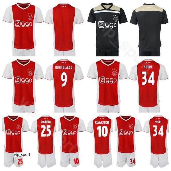 

AFC Ajax 2018 2019 Men Soccer 7 David Neres Jersey Set Red Black 10 Hakim Ziyech 25 Kasper Dolberg Football Shirt Kit Uniform