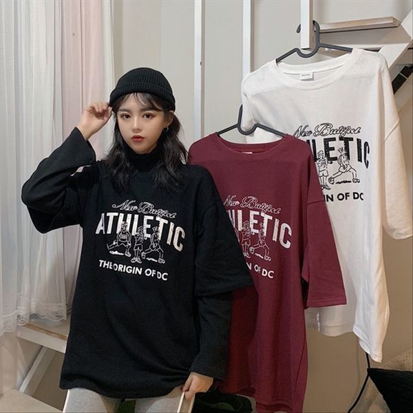 

ins short-sleeved t- female 2019 shirt summer loose lazy wind bf student white half-sleeved shirt