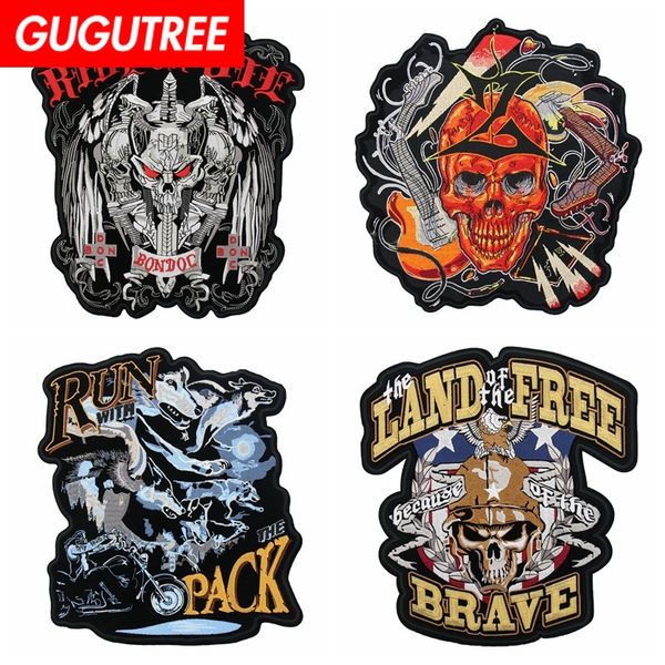 

gugutree embroidery big skull letter patch animal cartoon patches badges applique patches for clothing fd-6, Black