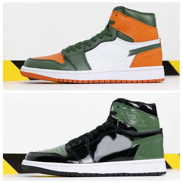

2019 SoleFly x Jumpman 1 High OG Mens Basketball Shoes Green Orange-Fir 1s Chaussures de baskets Ball Trainers Sports Sneakers Zapatillas