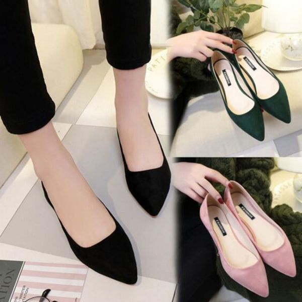 

women ladies grind arenaceous candy color single shoes loafers breathable slip-on non-slip doug shoes pointed toe shallow mouth, Black