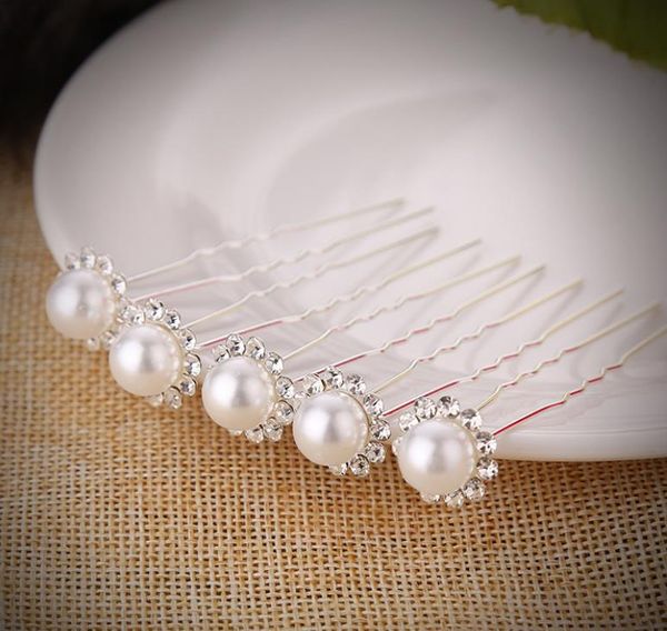 

new red and white rhinestone pearl hairpin hair accessories wedding dress bridal tiara accessories, Silver