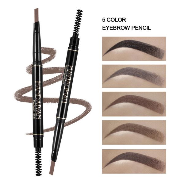 

handaiyan 5 color double ended eyebrow pencil waterproof long lasting no blooming rotatable triangle eye brow tatoo pen