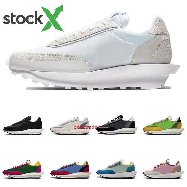 

2020 new release stock x sacai ldv waffle running shoes white nylon triple black varsity blue trainers fashion sports sneakers size 36-45