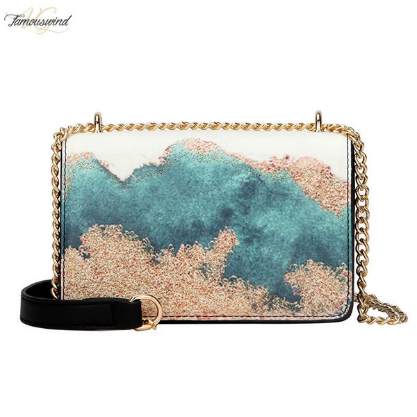 

womens brand bag womens embroidery handbag fashion oil painting shoulder bag messenger bag 2020 new painted party package