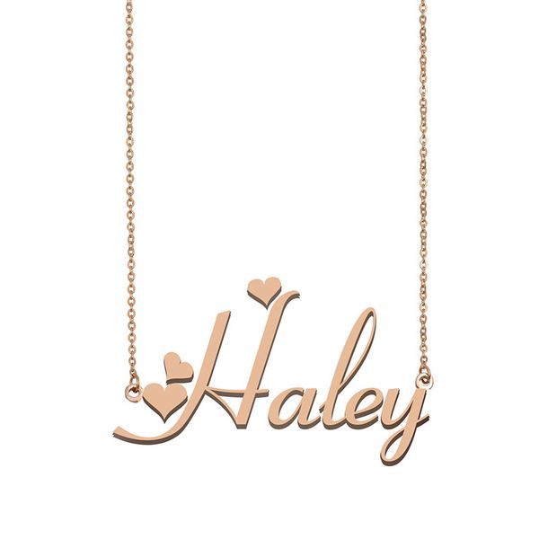 

haley name necklace pendant for women girlfriend gifts custom nameplate children friends jewelry 18k gold plated stainless steel, Silver