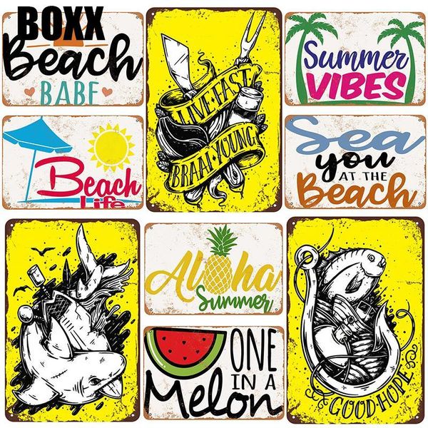 

2020 beach plaque metal signs seaside pin up shabby chic decor metal signs vintage bar decoration metal poster pub house plate wall art