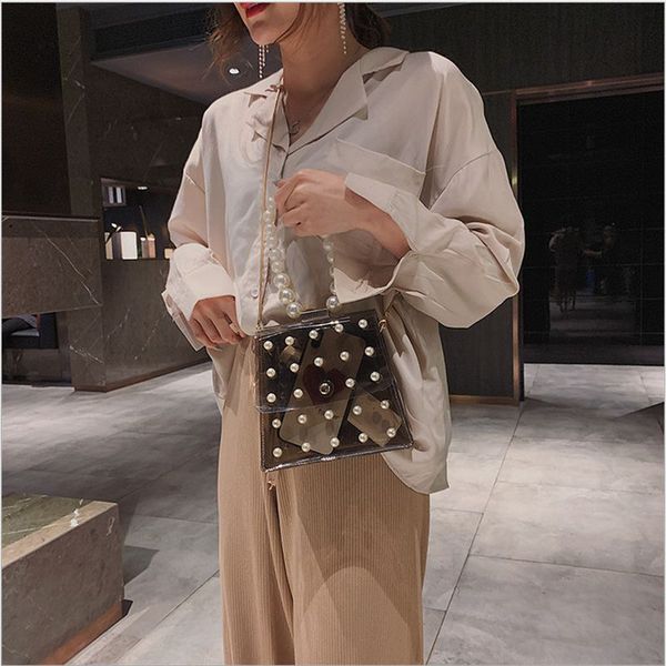 

bags women transparent pearl handbag shoulder bag clear jelly bag purse clutch pvc tote /by