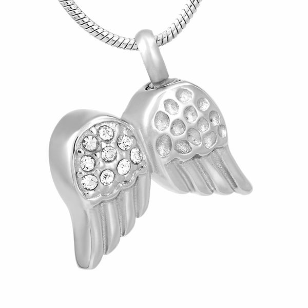 

ожерелье ijd9759 angel кристалл крылья из нержавеющей стали кремация подвеска для ashes keepsake мемориал урна кулон ожерелье ювелирных изде, Silver