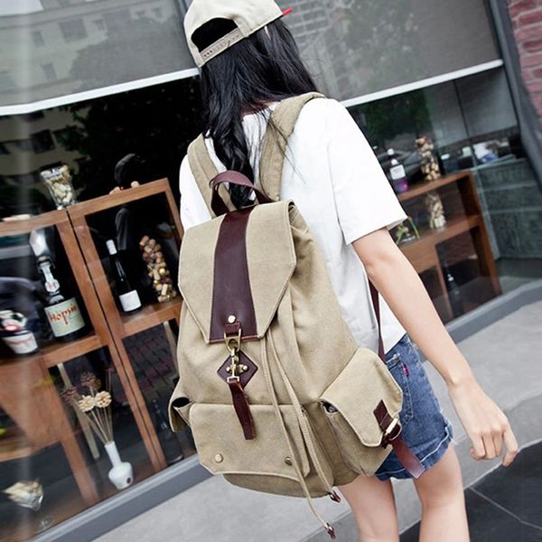 

2020 new backpack men's outdoor leisure climbing travel bag crazy horse canvas backpack women's school bag