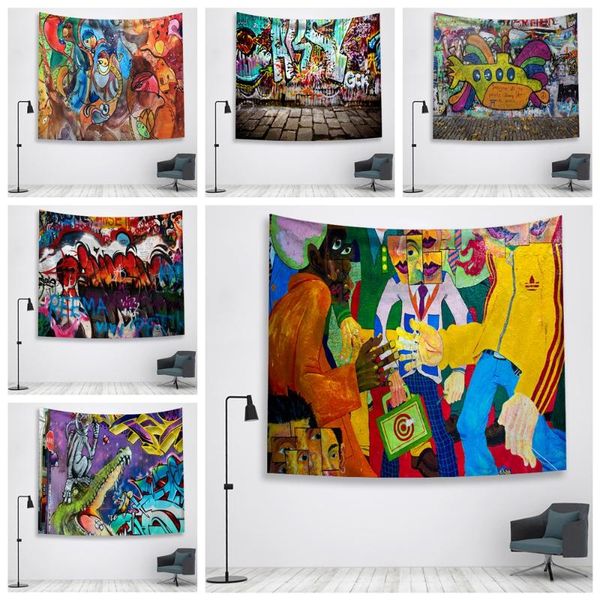 

doodling printed tapestry for bedroom wall hanging decoration polyester home improvement tapestries yoga beach mat