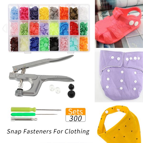 

hoomall 300pcs 24 colors resin snap buttons with button fastener snaps press pliers hand punching tool kit for diy sewing, Black