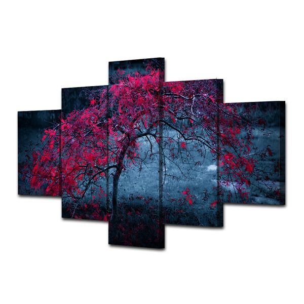 

canvas pictures wall art home decor hd prints 5 pieces tree leaves purple autumn paintings living room abstract poster no frame