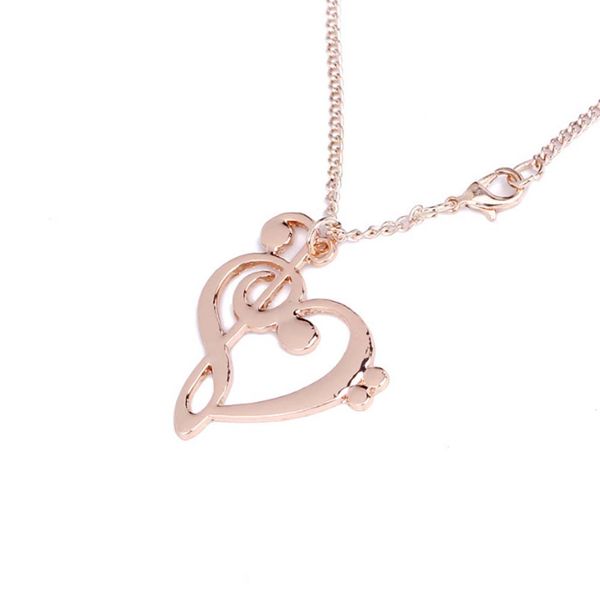

2019 new simple fashion hollow heart shaped musical note pendant necklace music jewelry cute gift dress accessories, Silver