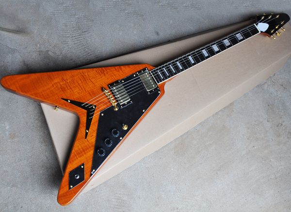 

Естественный цвет древесины V образный электрогитара с Rosewood грифа, Black накладку, м